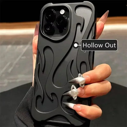 Matte 3D Hollow Flame Phone Case For iPhone
