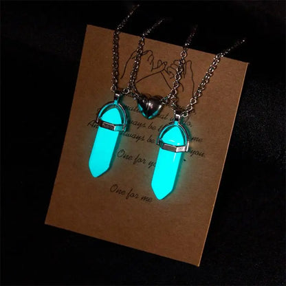 Love Couple Light Up Necklaces - Hexagonal Crystal Necklace