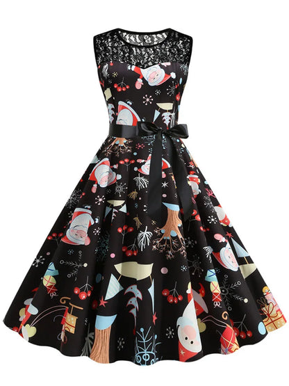 Lace Patchwork Retro Casual Dress