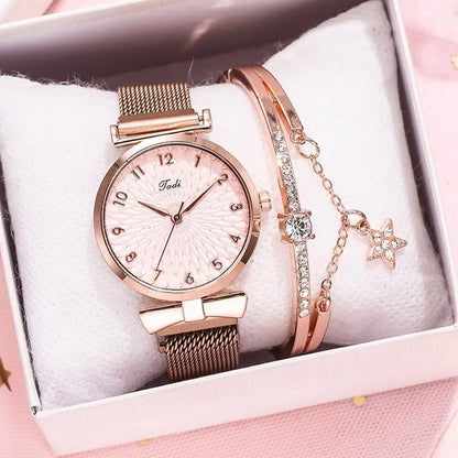 Montre-bracelet à quartz magnétique pour femme