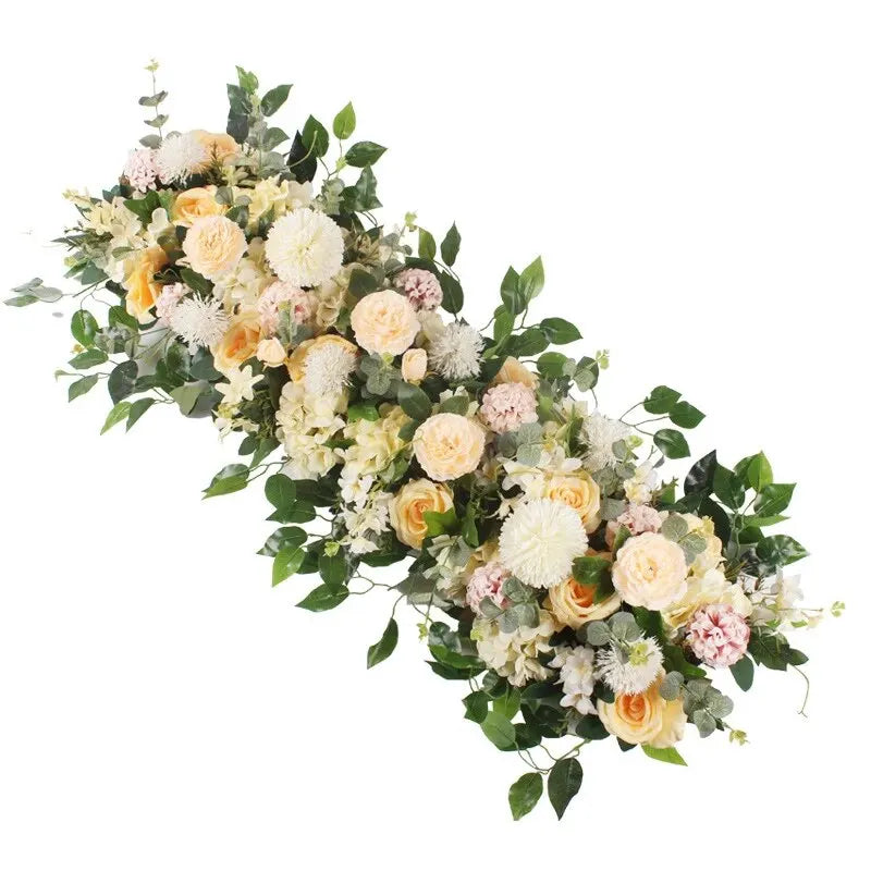 Rangée de fleurs artificielles pour fond de fête de mariage, 100 cm 
