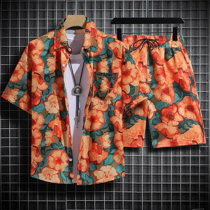 Summer Short-Sleeved Floral Men's Tracksuit