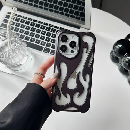 Matte 3D Hollow Flame Phone Case For iPhone