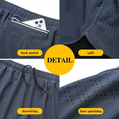 Men's Quick-Dry Double Layer Running Shorts