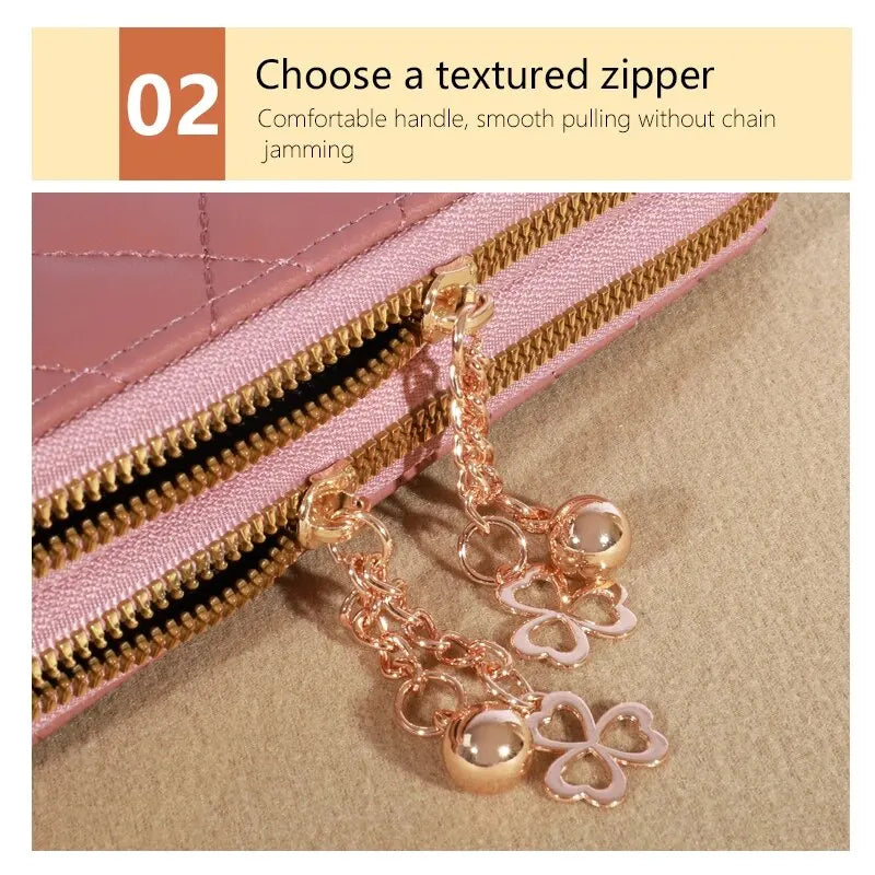 Women's Simple Sewing Line Zipper Coin Clutches