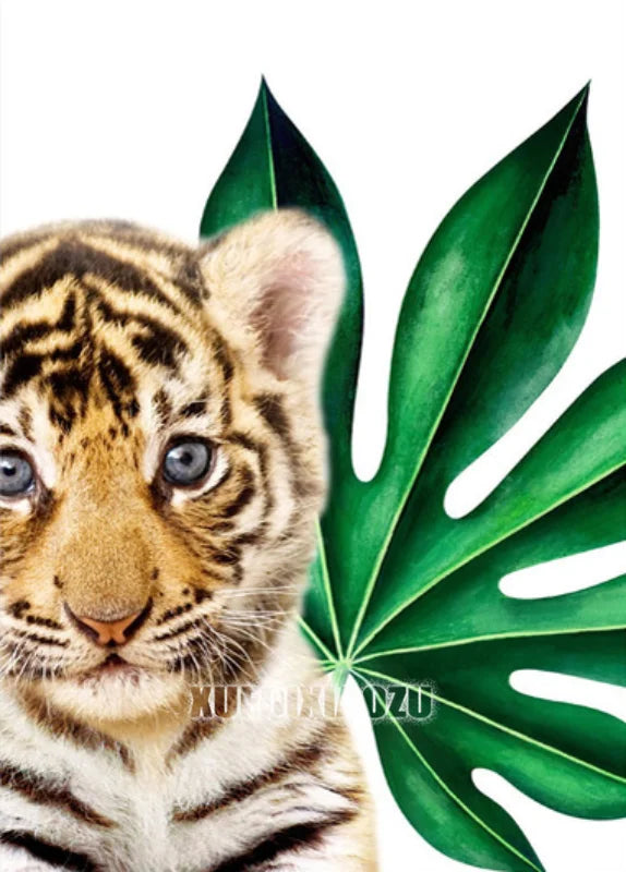 Peinture de dessin animé animal broderie diamant point de croix plante feuille