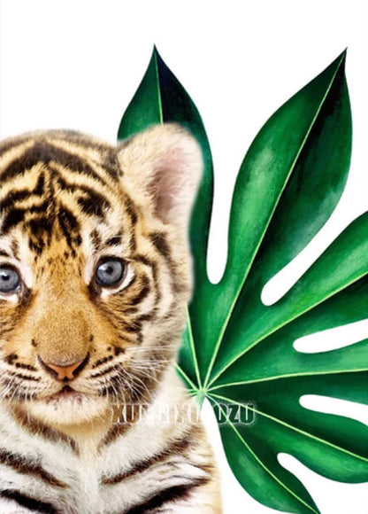 Peinture de dessin animé animal broderie diamant point de croix plante feuille