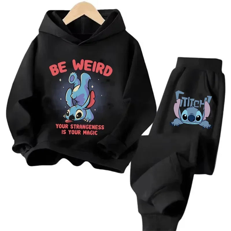 Kid's Stitch Anime Casual Hoodies Set