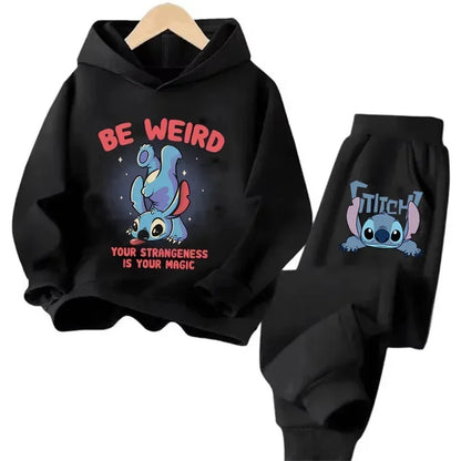 Kid's Stitch Anime Casual Hoodies Set
