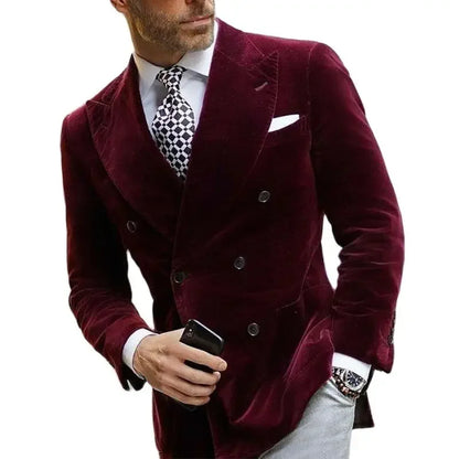 Blazer croisé en velours pour hommes