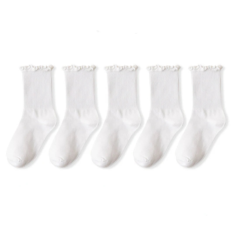 Chaussettes à volants en coton pour femmes