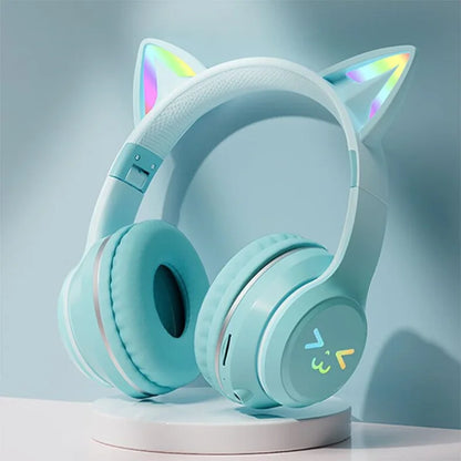 RGB Glow Cat Ear Gaming Headset  for Girls