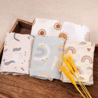 Bamboo Cotton Muslin Baby Washcloth Set