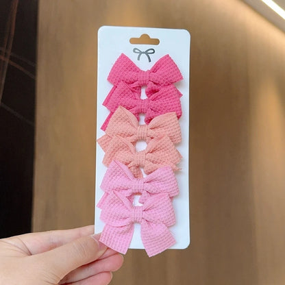 4-Piece Cotton Dot Printed Hair Clips Set