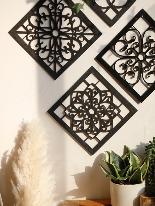 Black Wooden Hollow Wall Decor Carve Designs