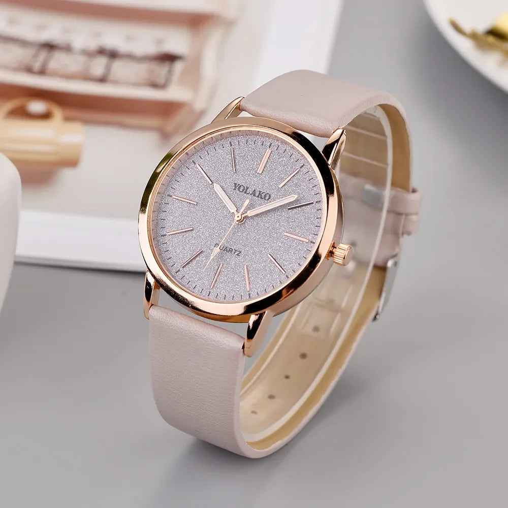 Montre-bracelet à quartz en cuir pour femme