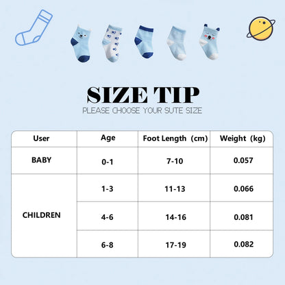 Enfants 5 paires de chaussettes à imprimé animal