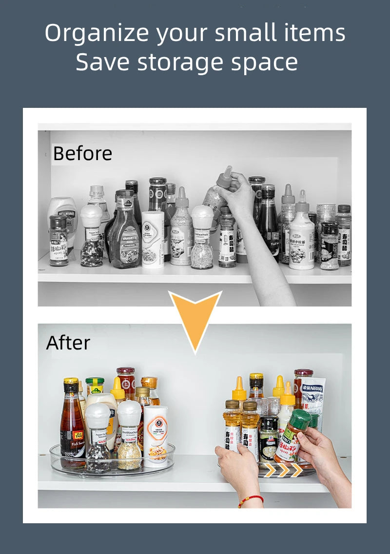 360° drehbares, transparentes Küchen-Organizer-Aufbewahrungsregal