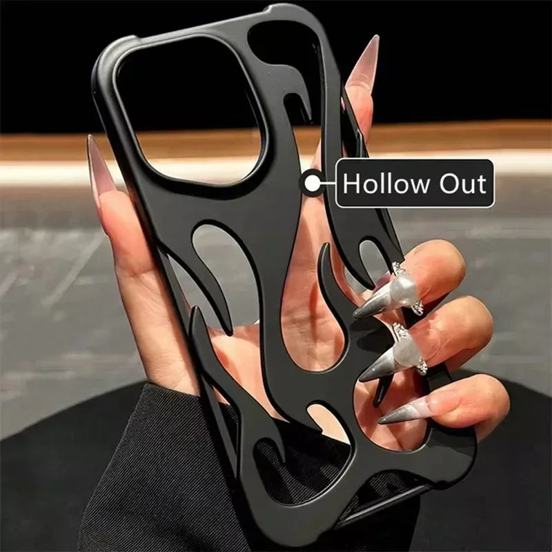 Matte 3D Hollow Flame Phone Case For iPhone