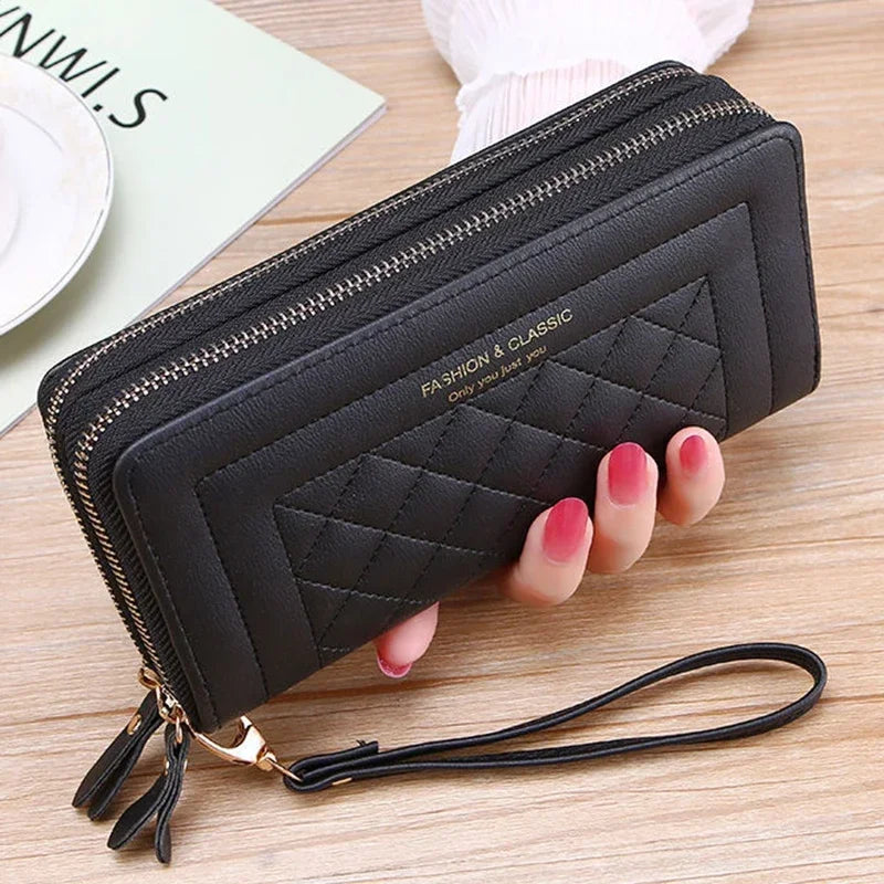 black leather clutch