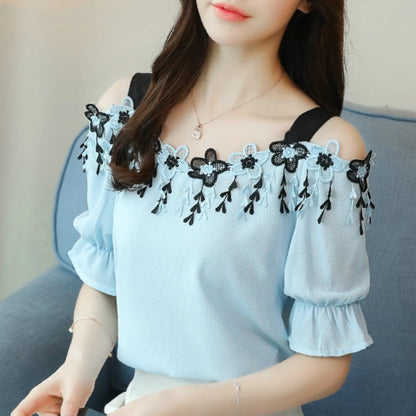 Women's Short Sleeve Chiffon Top