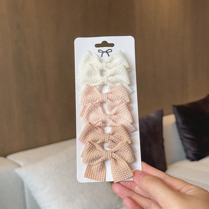 6/10 pinces à cheveux avec nœud en ruban de couleur unie pour enfants