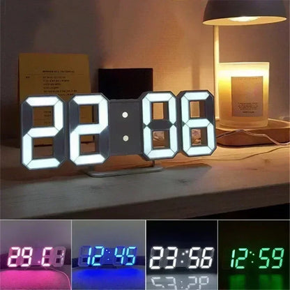 Horloge LED numérique 3D pour salle murale, décoration de la maison