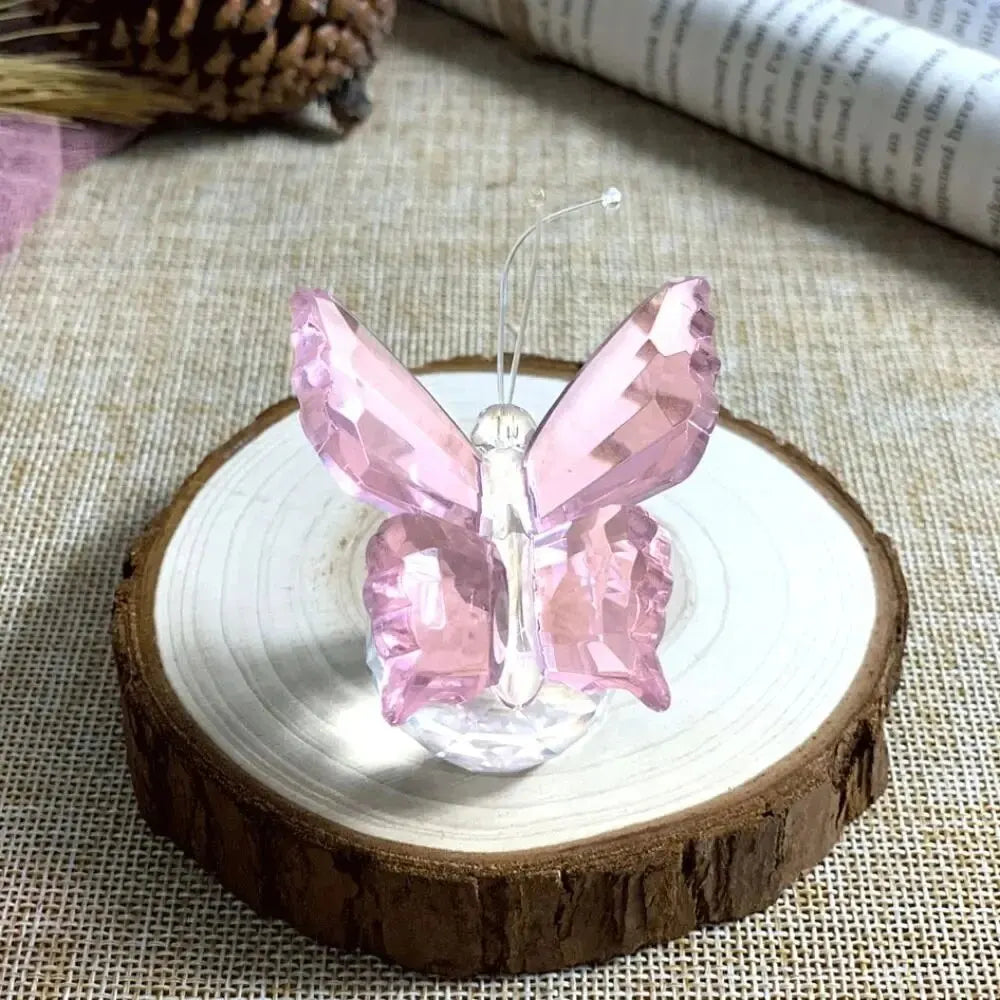 Figurine papillon en cristal avec boule, décoration de la maison