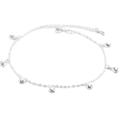 Bracelet de cheville en chaîne en métal plaqué avec pendentif cloche circulaire