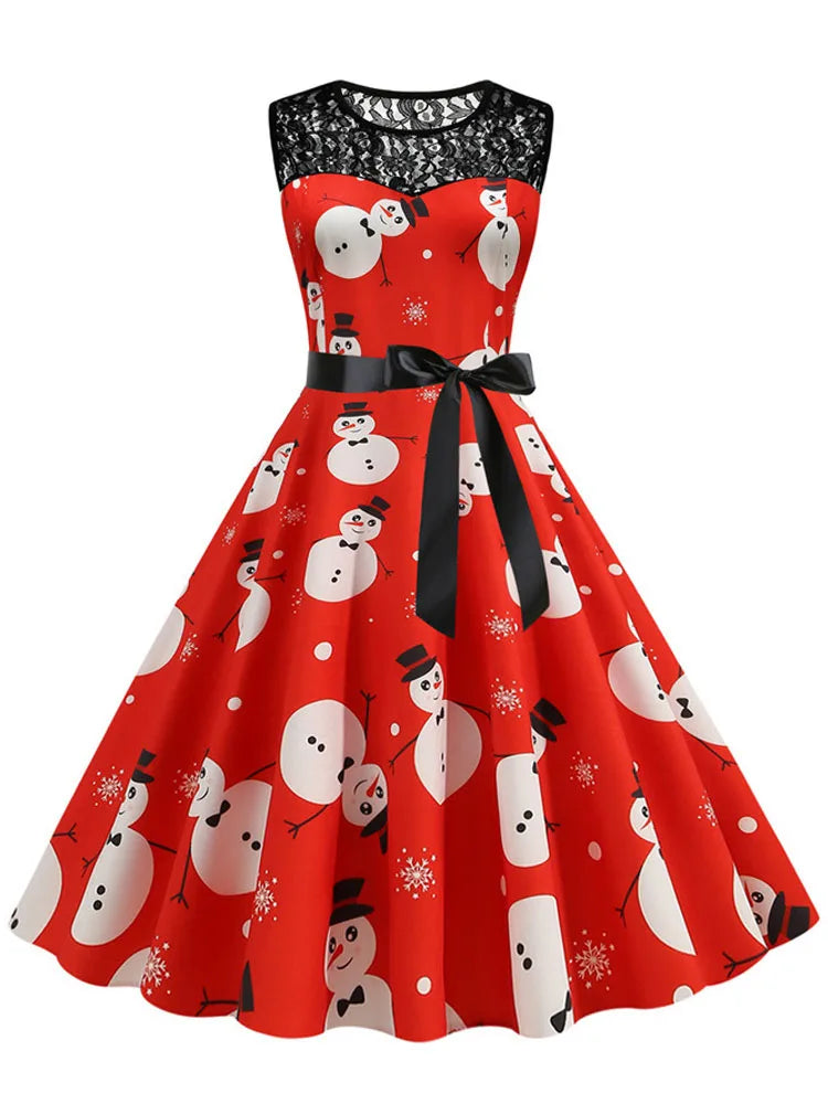 Lace Patchwork Retro Casual Dress