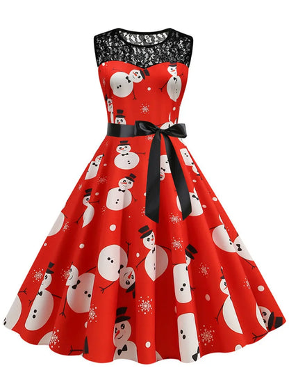 Lace Patchwork Retro Casual Dress