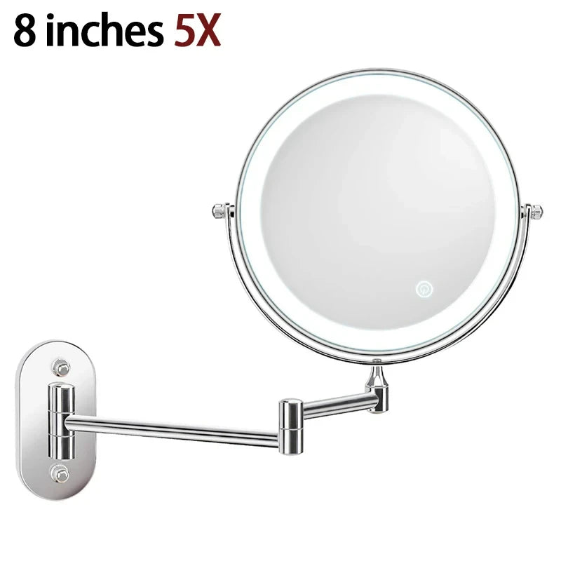 Rechargeable Wall Mounted Lighted Folding Mirror