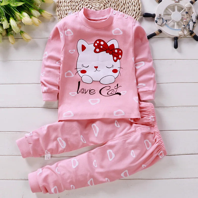 Kid's O-Neck cartoon casual Cotton Cloth set