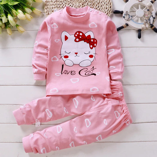 Kid's O-Neck cartoon casual Cotton Cloth set