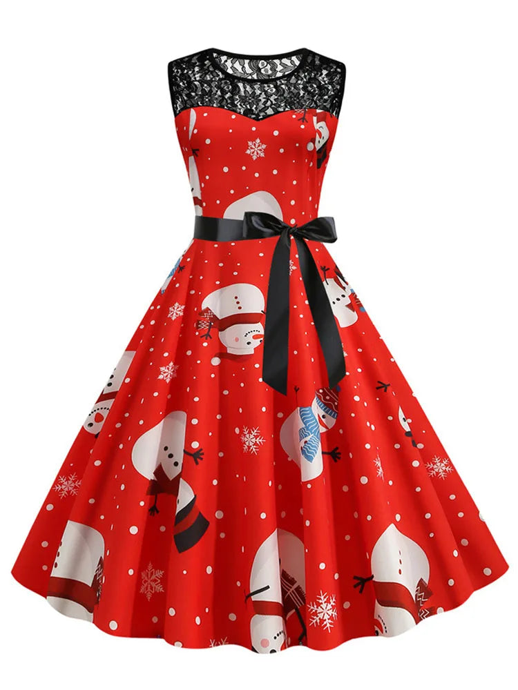 Lace Patchwork Retro Casual Dress