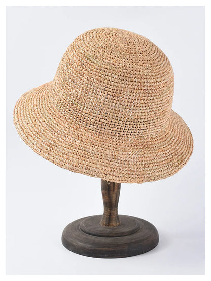Women's Beach Sun Floppy Fisherman Crochet Straw Hat