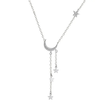 Silver Tassel Star Moon Necklace
