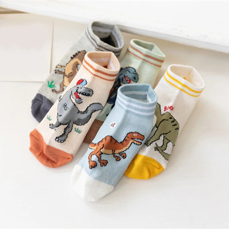 5 Pairs Dinosaur Pattern Breathable Socks