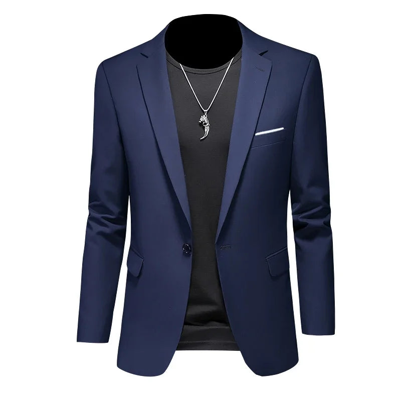 Blazer de bureau à bouton unique de longueur régulière pour hommes