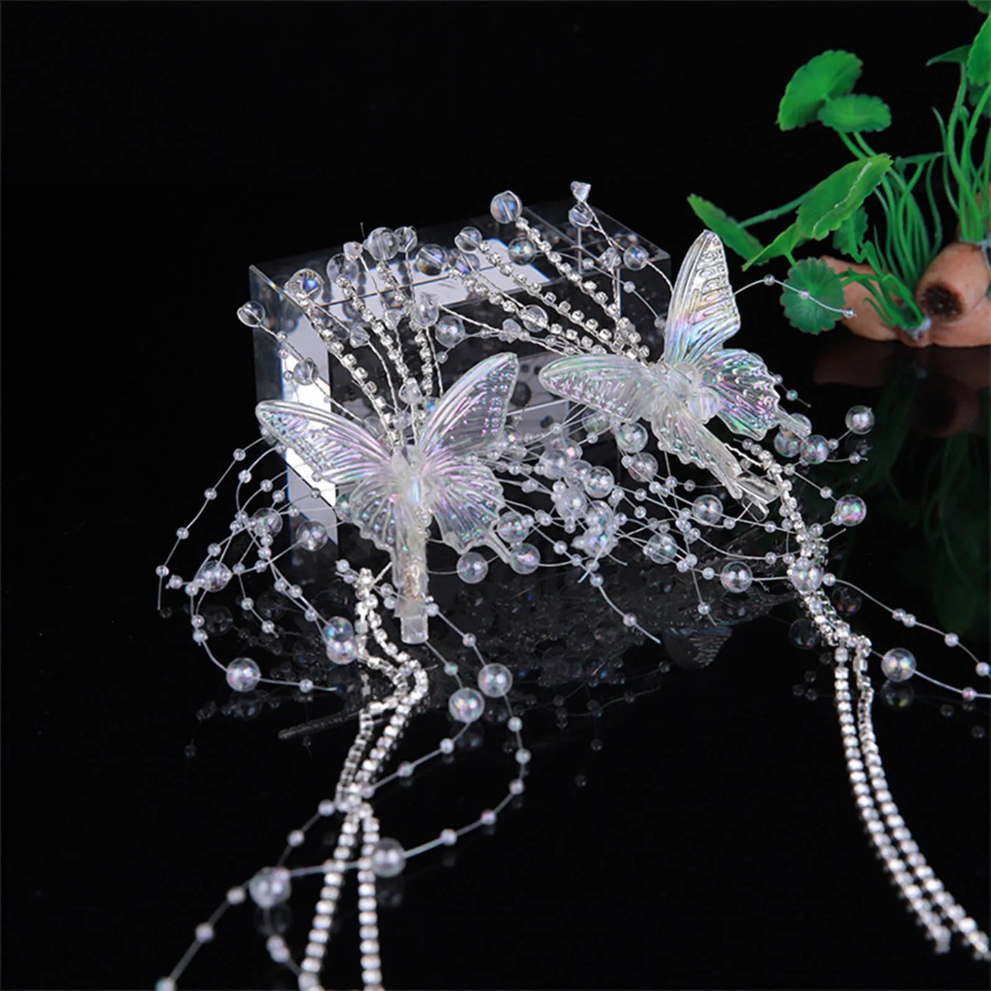 Women's Mermaid Pearl Butterfly Fairy Tassel Hair Clips