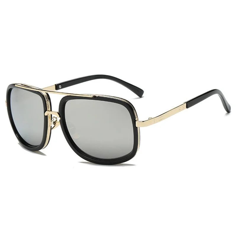 Lunettes de soleil carrées miroir de luxe pour hommes 