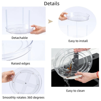 360° Rotating Transparent Kitchen Organizer Storage Rack