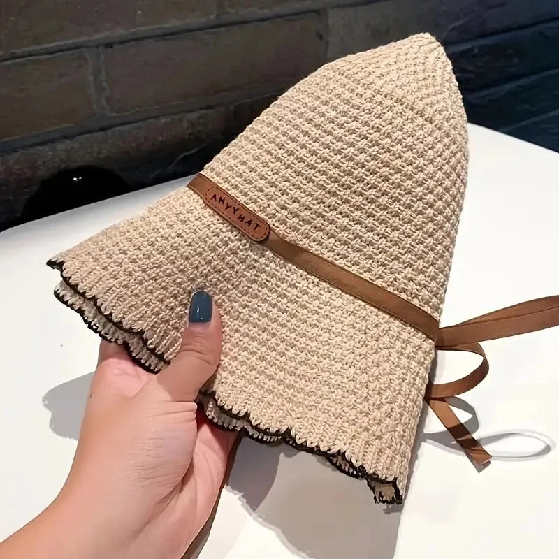 Decorative Bow Straw Hat For Women