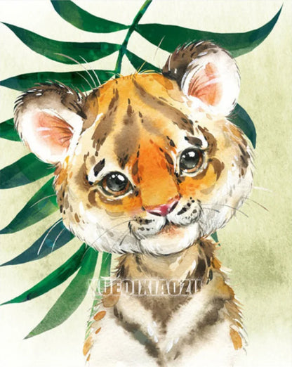 Peinture de dessin animé animal broderie diamant point de croix plante feuille