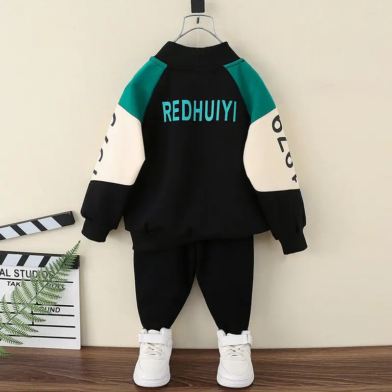 Kids Clothes Boy Long Sleeve Letter Patchwork O-Neck Sweatshirt Pant