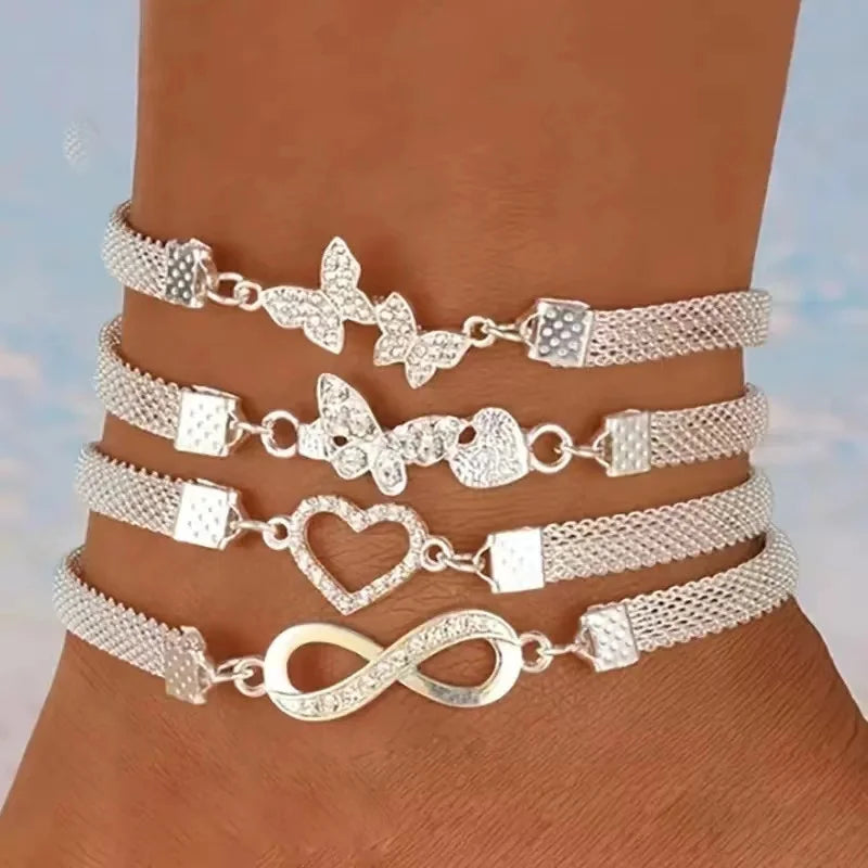 Bracelet de cheville unisexe rétro à deux paillettes pour l'été