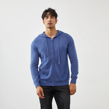 Sweats à capuche zippés pour hommes 100% chèvre cachemire