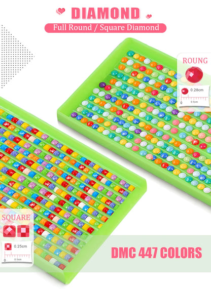 Peinture de dessin animé animal broderie diamant point de croix plante feuille