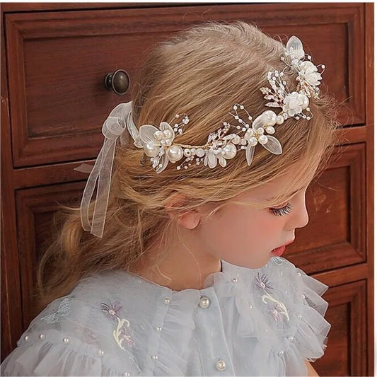 Spring Bohemian Girl's Flower Bridal Pearl Hair Headbands