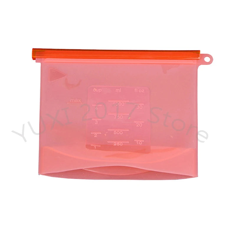 Auslaufsichere, wiederverwendbare Silikon-Aufbewahrungsbeutel für Lebensmittel